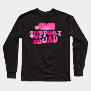 Groovy Support Squad Pumpkins Fall Breast Cancer Awareness Long Sleeve T-Shirt